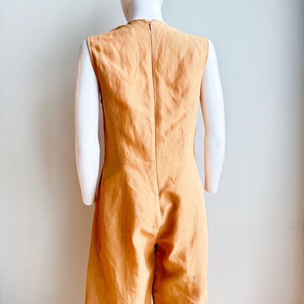 Vintage State of Claude Montana Nude Beige Linen Blend Jumpsuit 44/10 - Picture 4 of 8